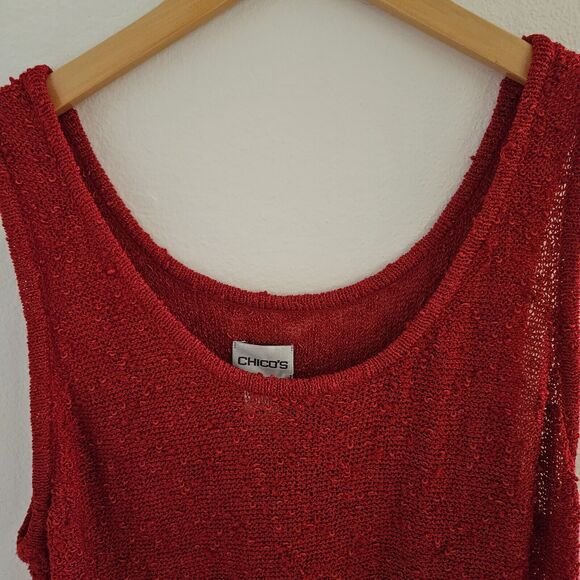 Chico's Women's size 3 / Lg Red French Crew Tank Sleeveless Blouse | Bay Shirt - Picture 3 of 10